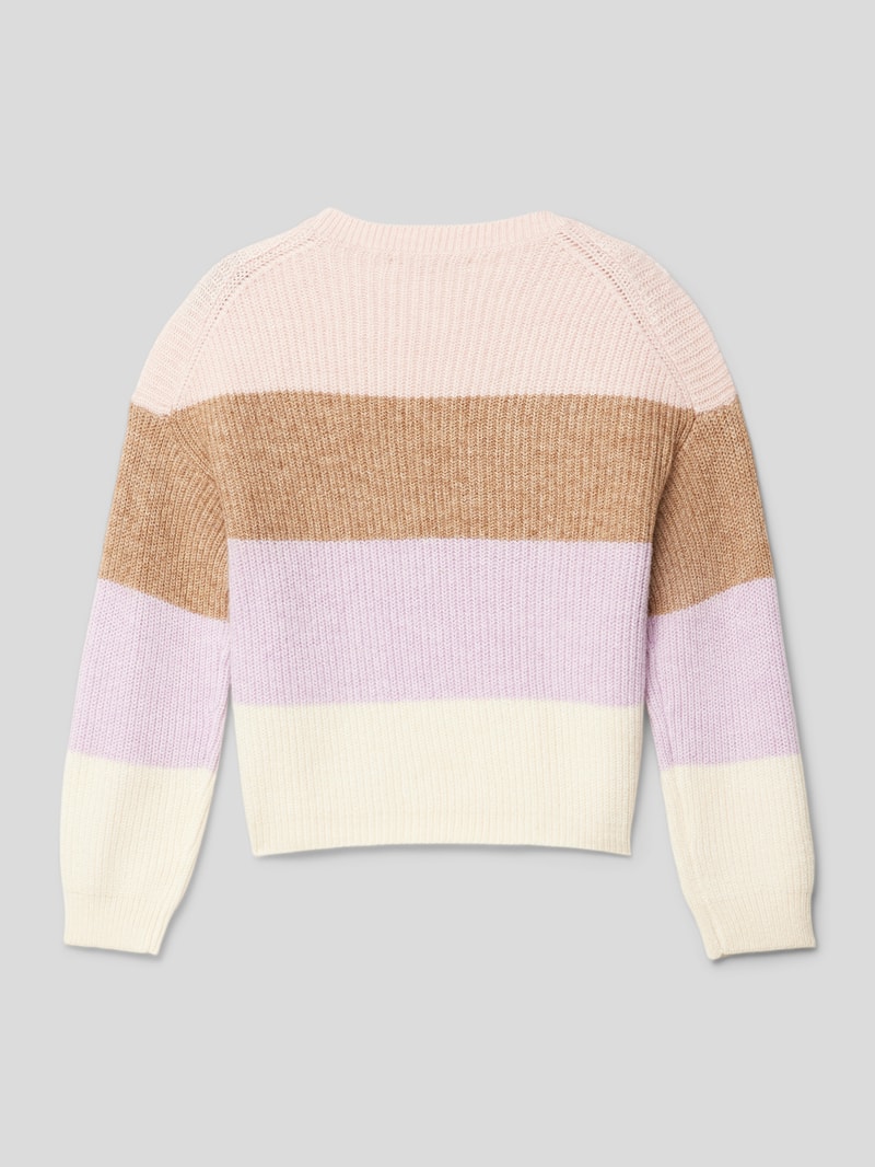 Strickpullover mit Blockstreifen Modell 'ANDY' in altrosa