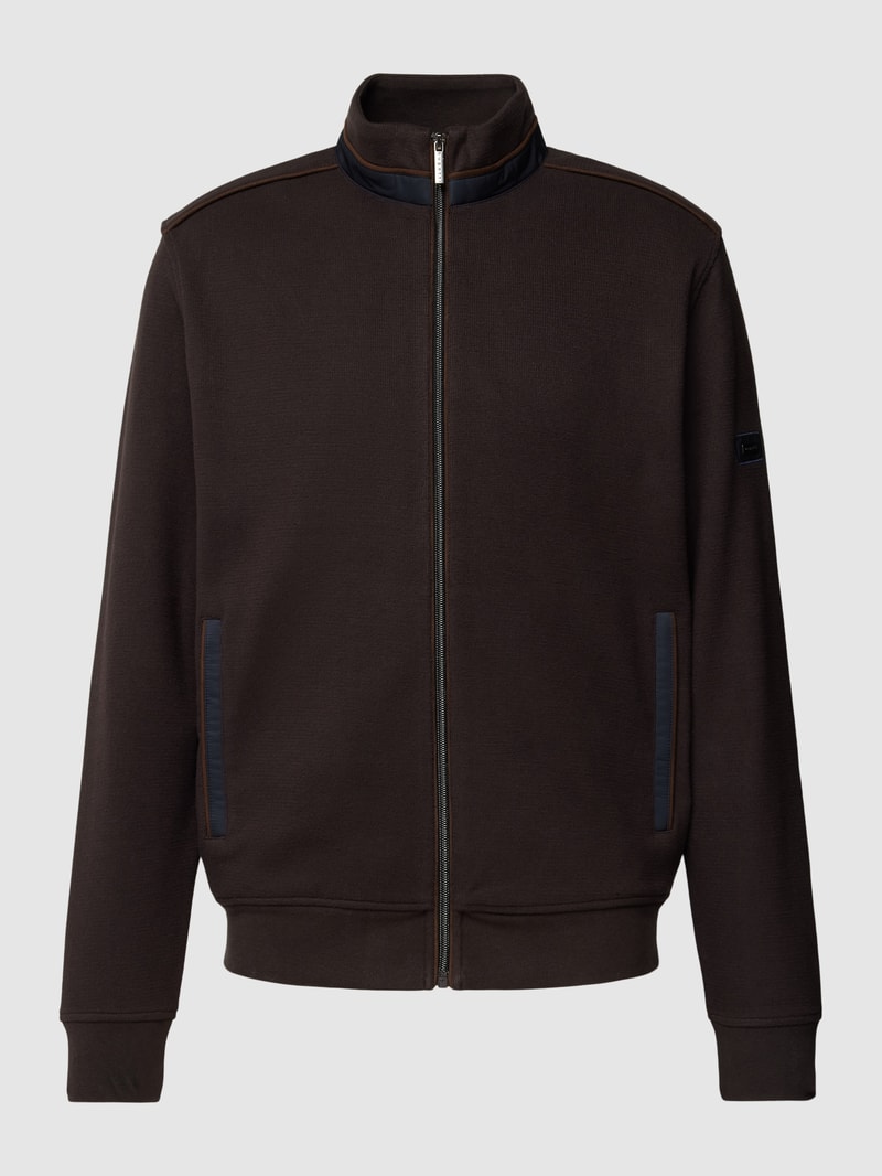 Sweatjacke mit Reißverschluss in dunkelbraun
