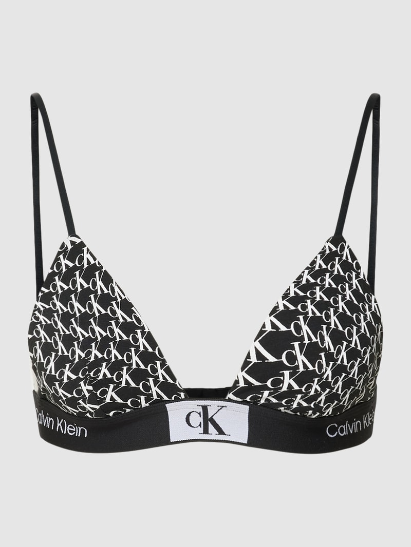 Bralette mit elastischem Logo-Bund in schwarz