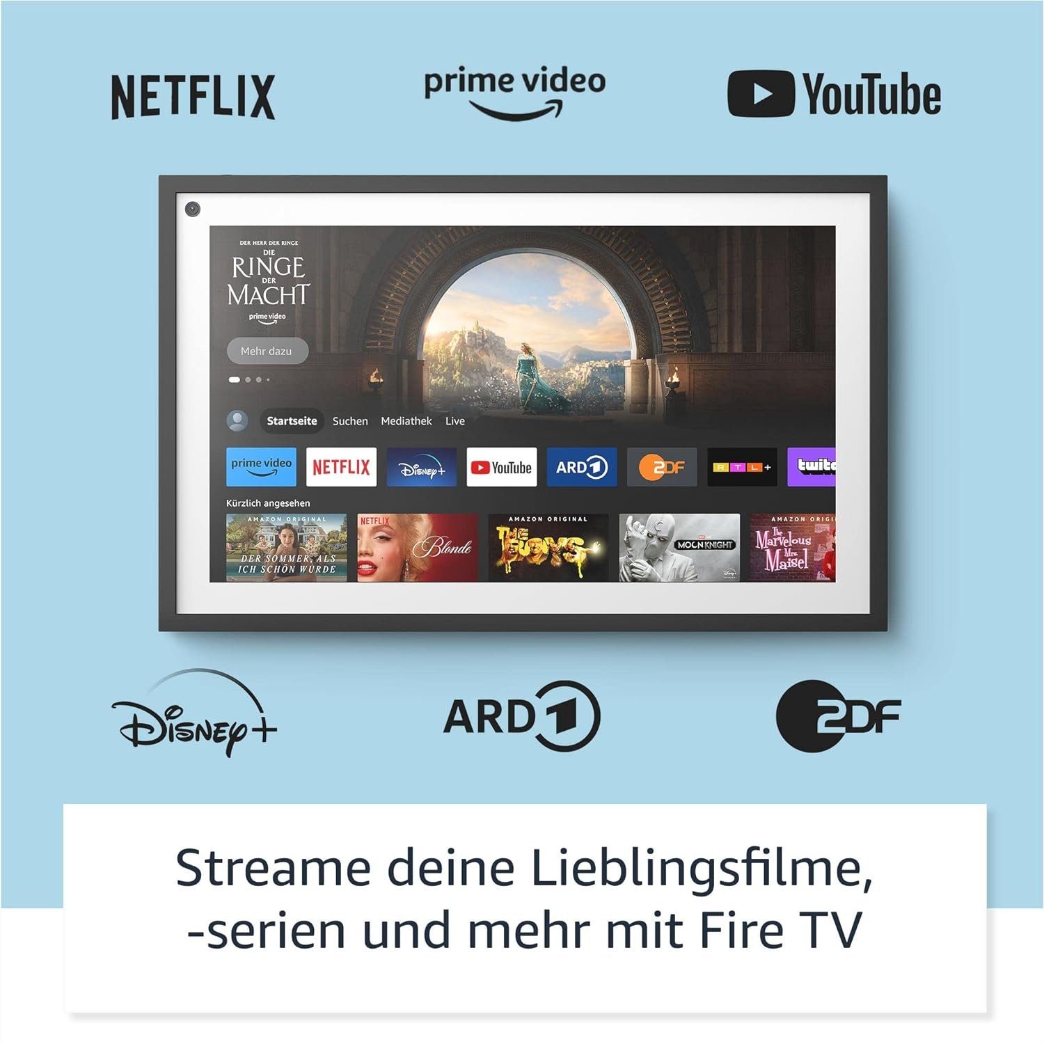 Amazon Echo Show 15 + Fernbedienung, Alexa Fire TV intergriert Wandmontage Sprachgesteuerter Lautsprecher (WLAN (WiFi), Bluetooth, Wi-Fi 6, Smart Display, Bluetooth, WLAN, Full HD, 1920 x 1080)