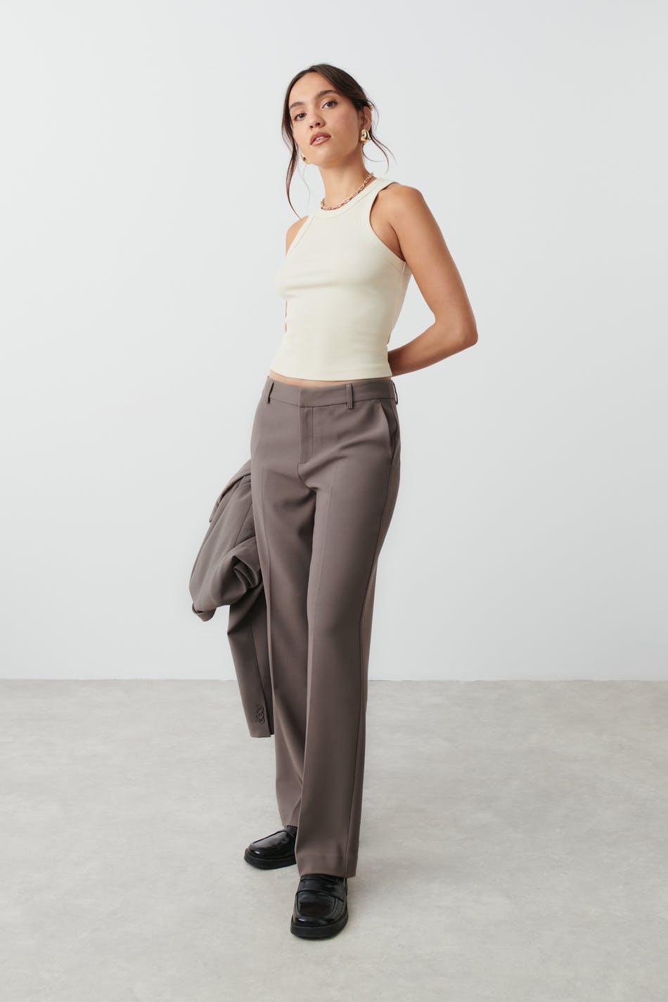 Straight regular trousers