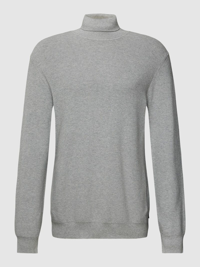 Strickpullover mit Rollkragen in mittelgrau