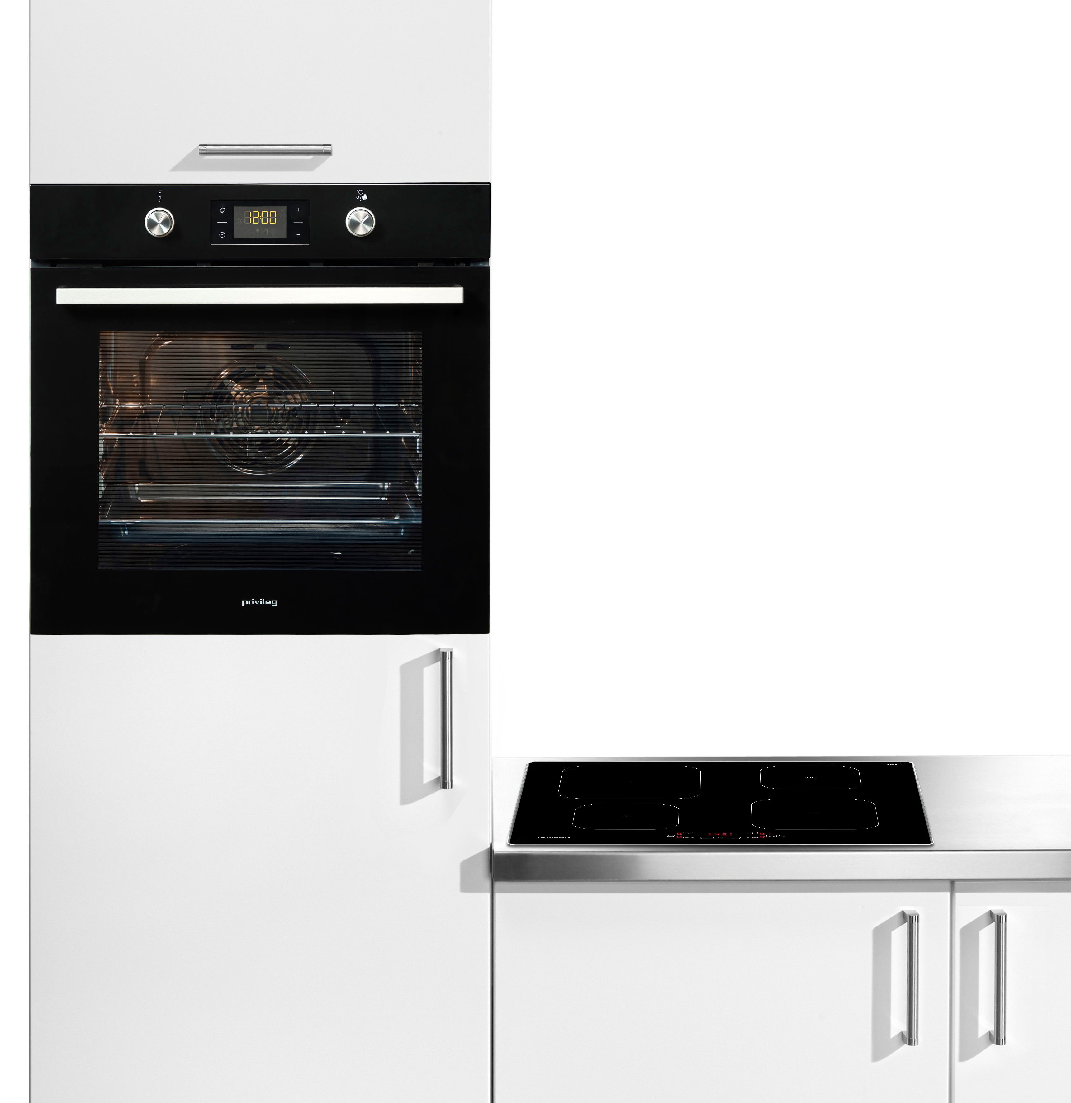 Privileg Backofen-Set BAKO Turn&Cook 470 BLACK, mit Teilauszug, Pyrolyse-Selbstreinigung