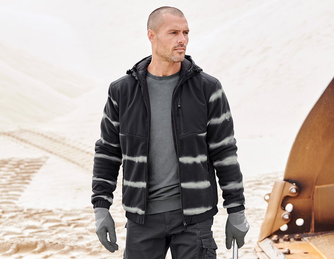Hybrid Kapuzenfleecejacke tie-dye e.s.motion ten