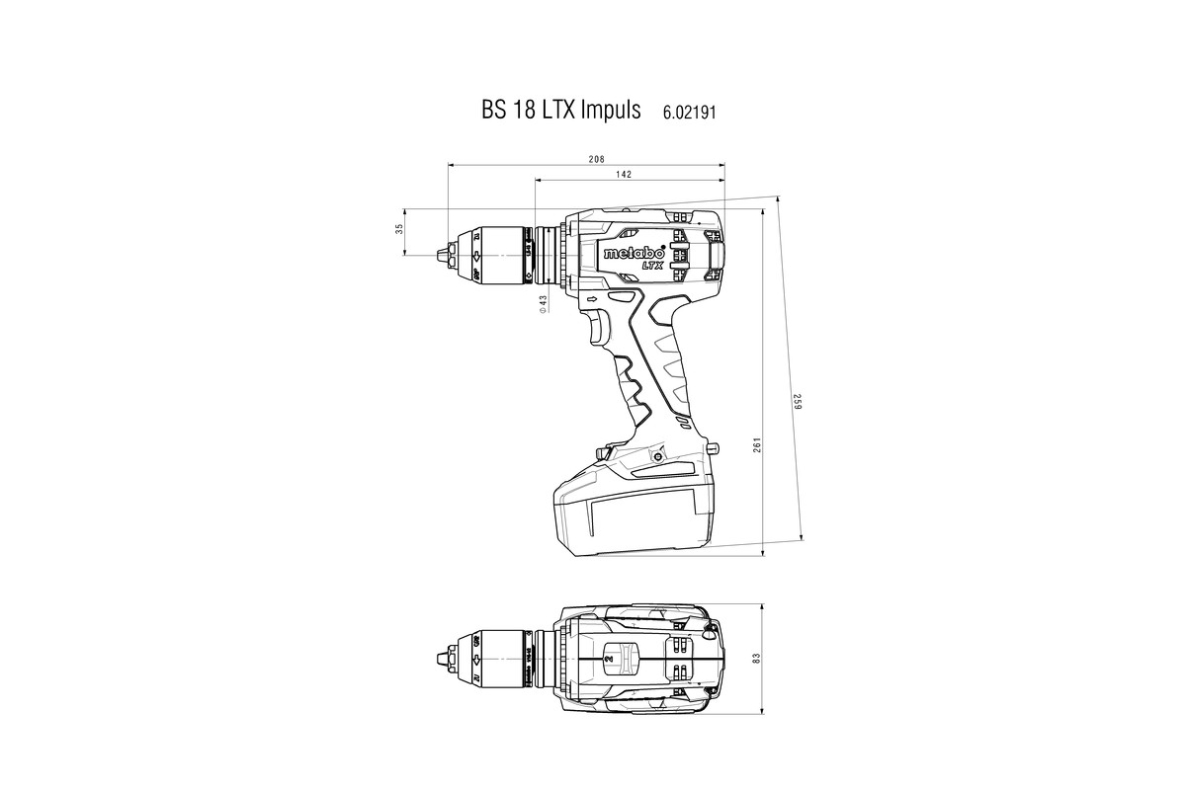 Metabo 602191650 BS 18 LTX Impuls Cordless Drill/Screwdriver 18 Volt 5.2 AH Li-ion