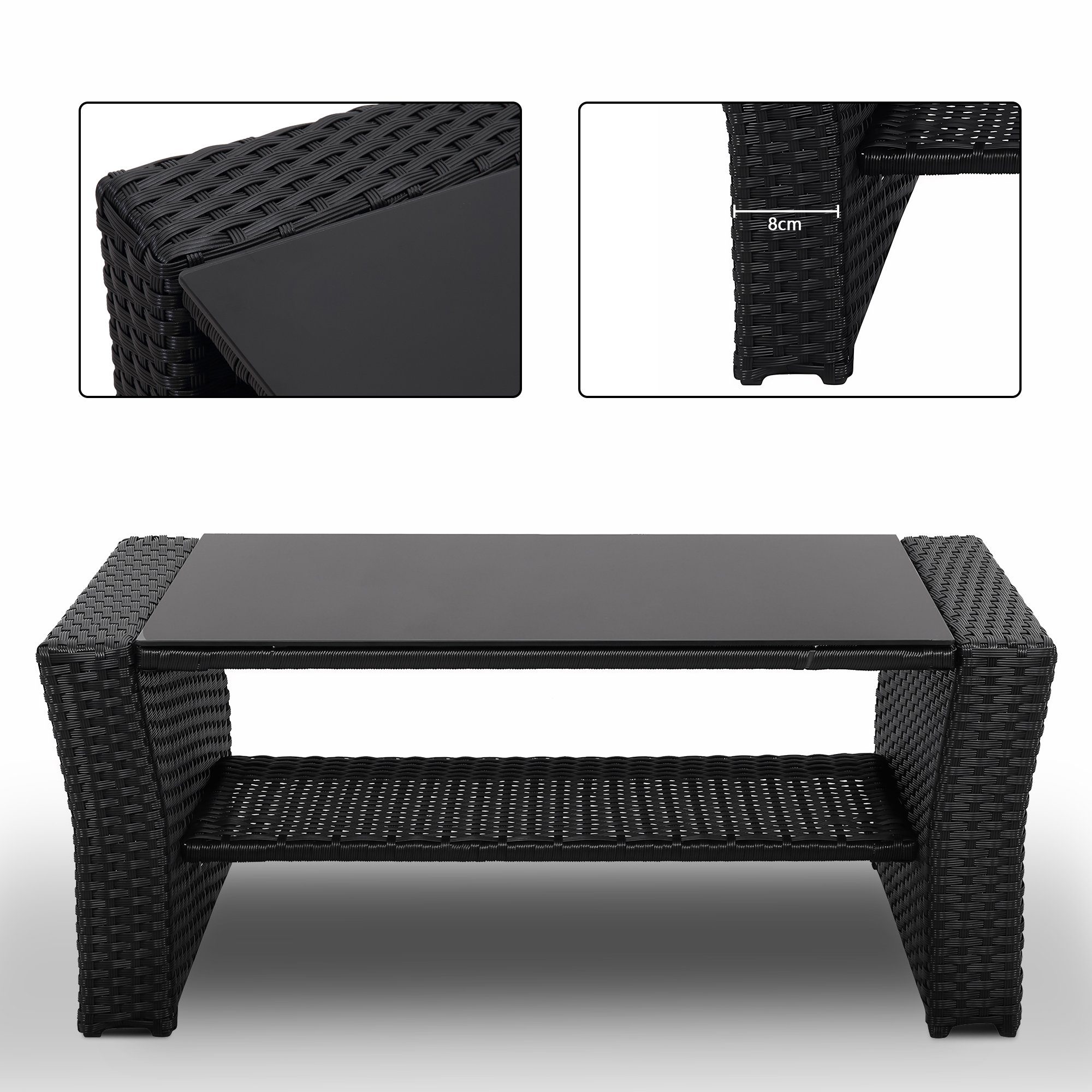 MeXo Gartenlounge-Set Balkonmöbel Set sale, (Gartenmöbel Lounge Set, 4-tlg., Terrassenmöbel mit Sofa, Tisch und 2 Sessel), Loungesofa aus Polyrattan Handgewebt