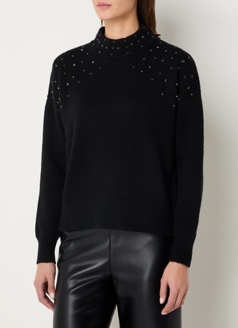 Suéter Benetton de malha fina em mistura de lã com strass.