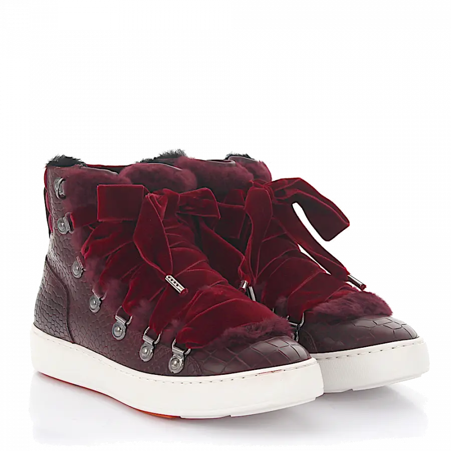 Santoni - Sneaker high 60278 Kalbsleder - rot