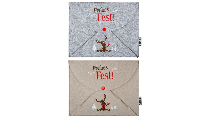 GILDE Filz Geschenkkuvert Hirsch Hannes H=20cm beige, grau