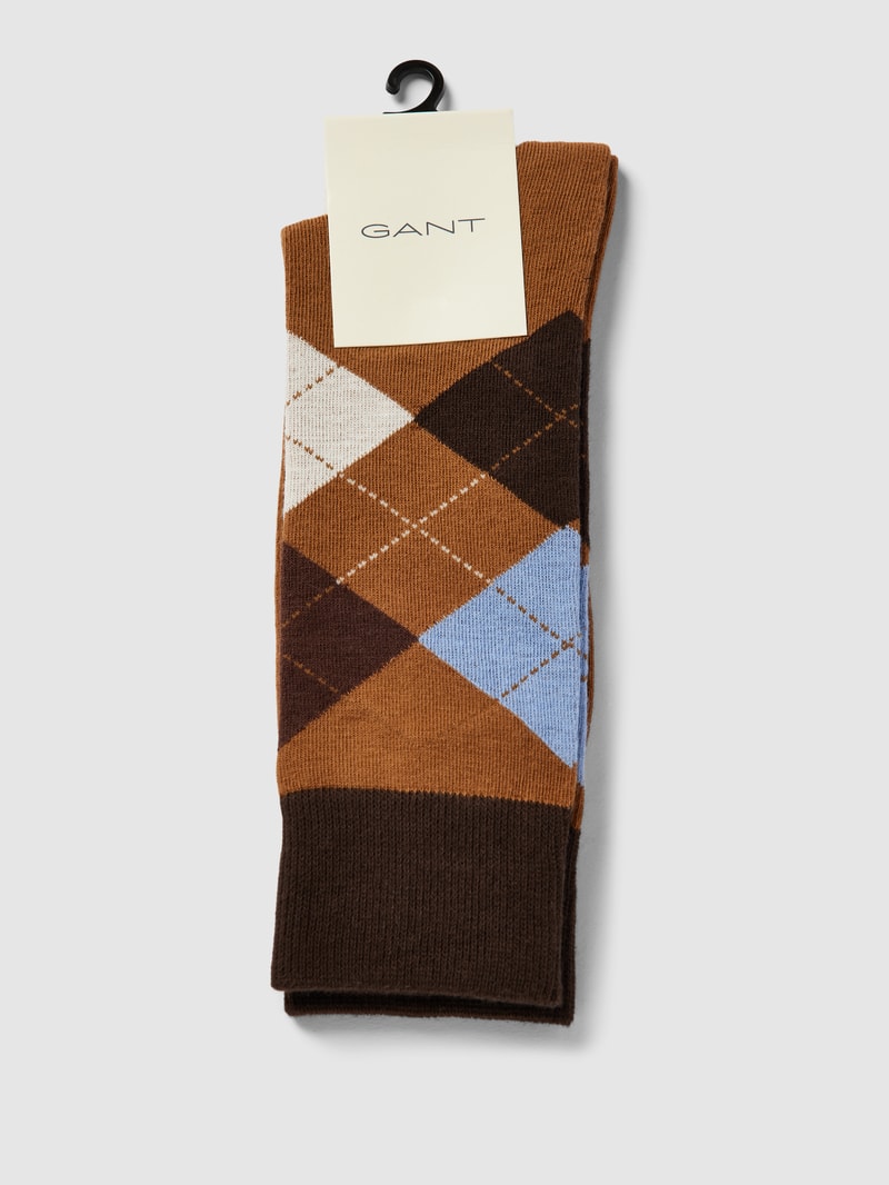 Socken mit grafischem Muster Modell 'ARGYLE' in camel