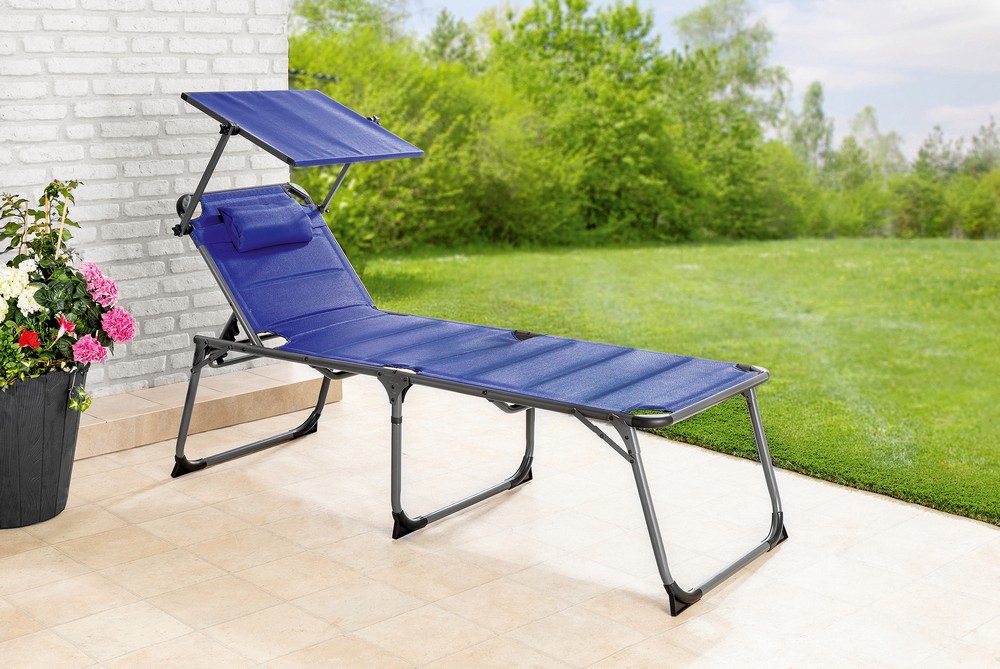 Solax Sunshine XXL-Komfort-Sonnenliege inkl. Kissen gepolstert aus Aluminium - Blau