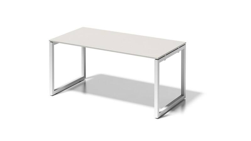 Cito Schreibtisch, 740 mm höhenfixes O-Gestell, H 19 x B 1600 x T 800 mm, Dekor grauweiß, Gestell verkehrsweiß