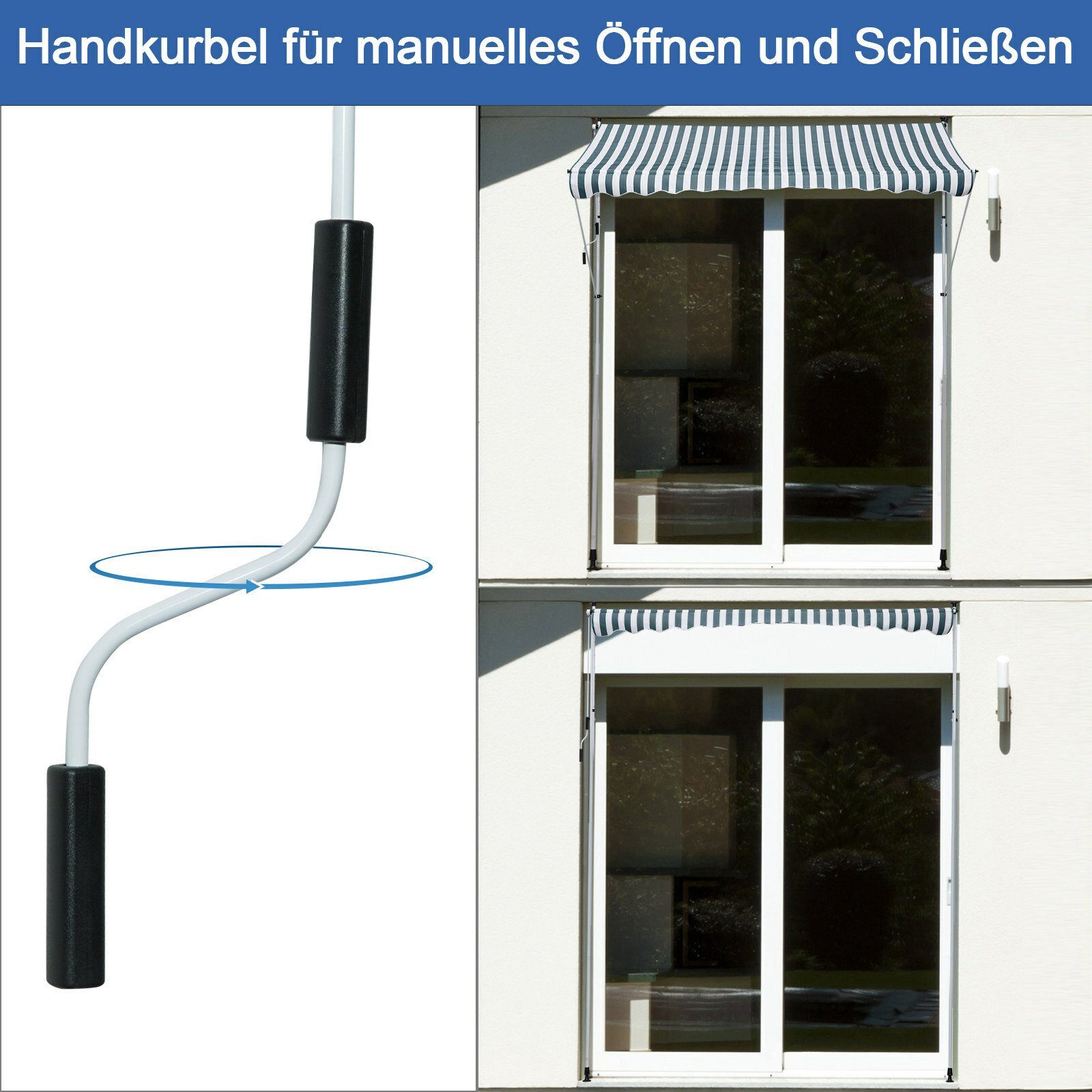 Outsunny Markise Klemmmarkise mit Faltarm