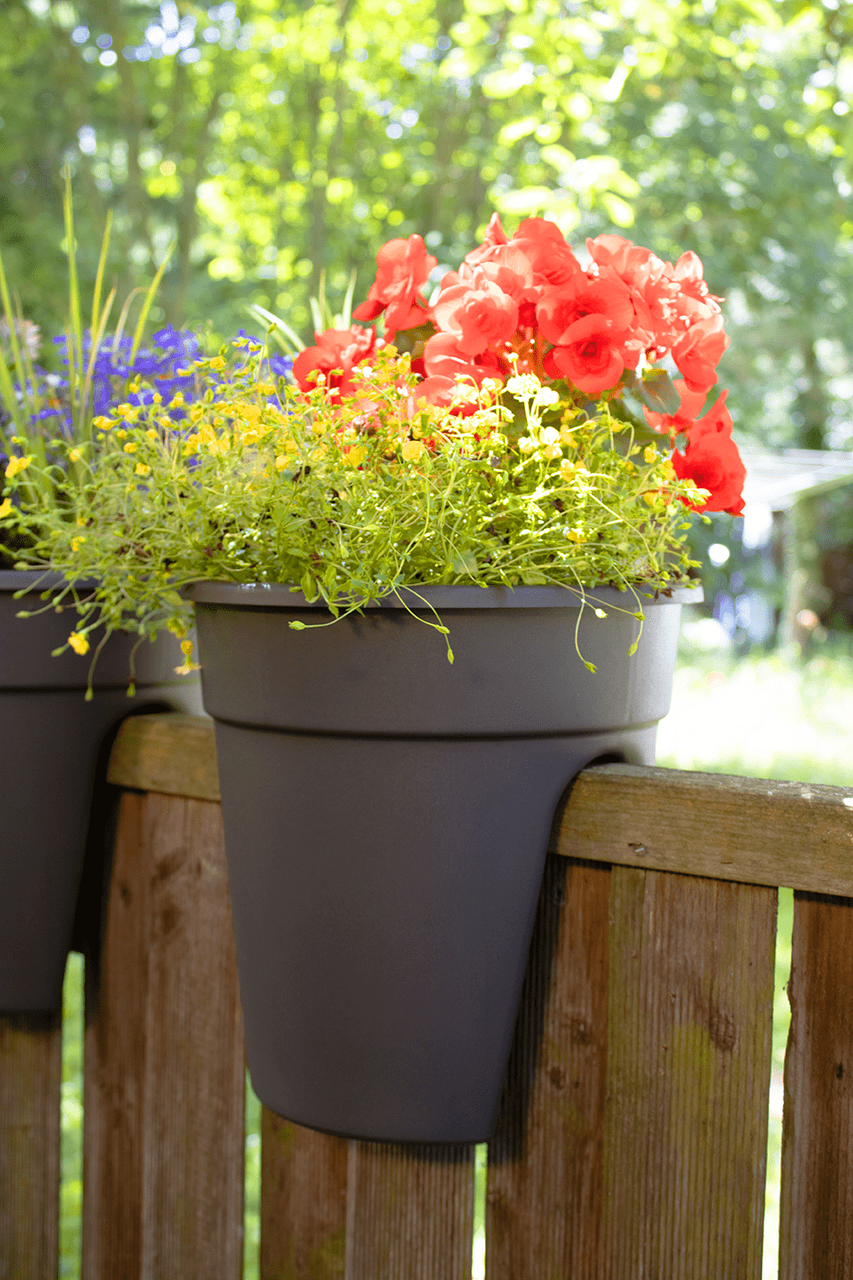 KHW KHW Geländerblumentopf Flowerclip, 3er Set, anthrazit