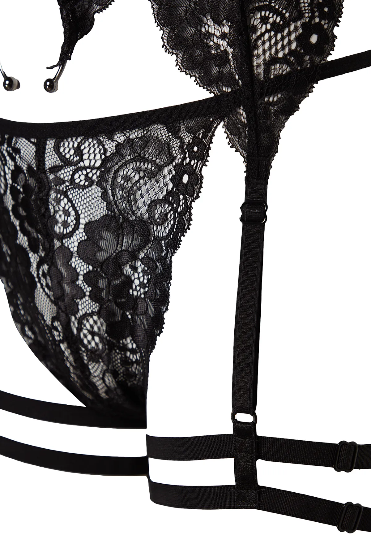 Trendyol Collection  Schwarzes, gestricktes Unterwäscheset mit abnehmbarem Strumpfband aus Spitze und ohne Kappe THMAW24CC00005