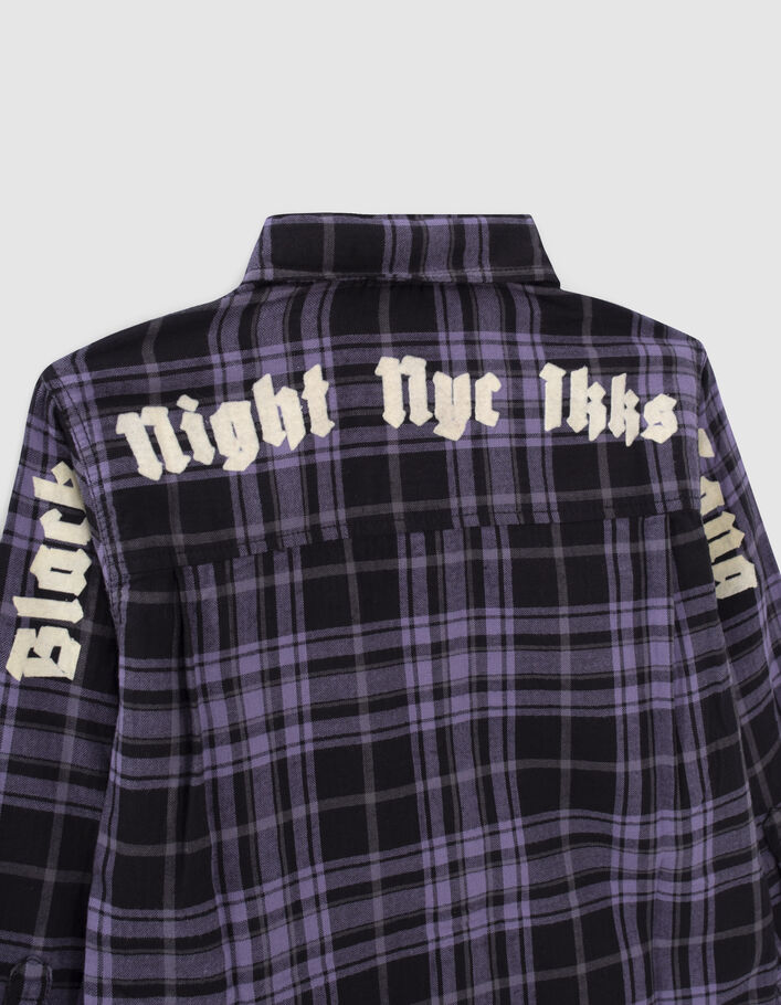 Chemise violet mix carreaux garçon