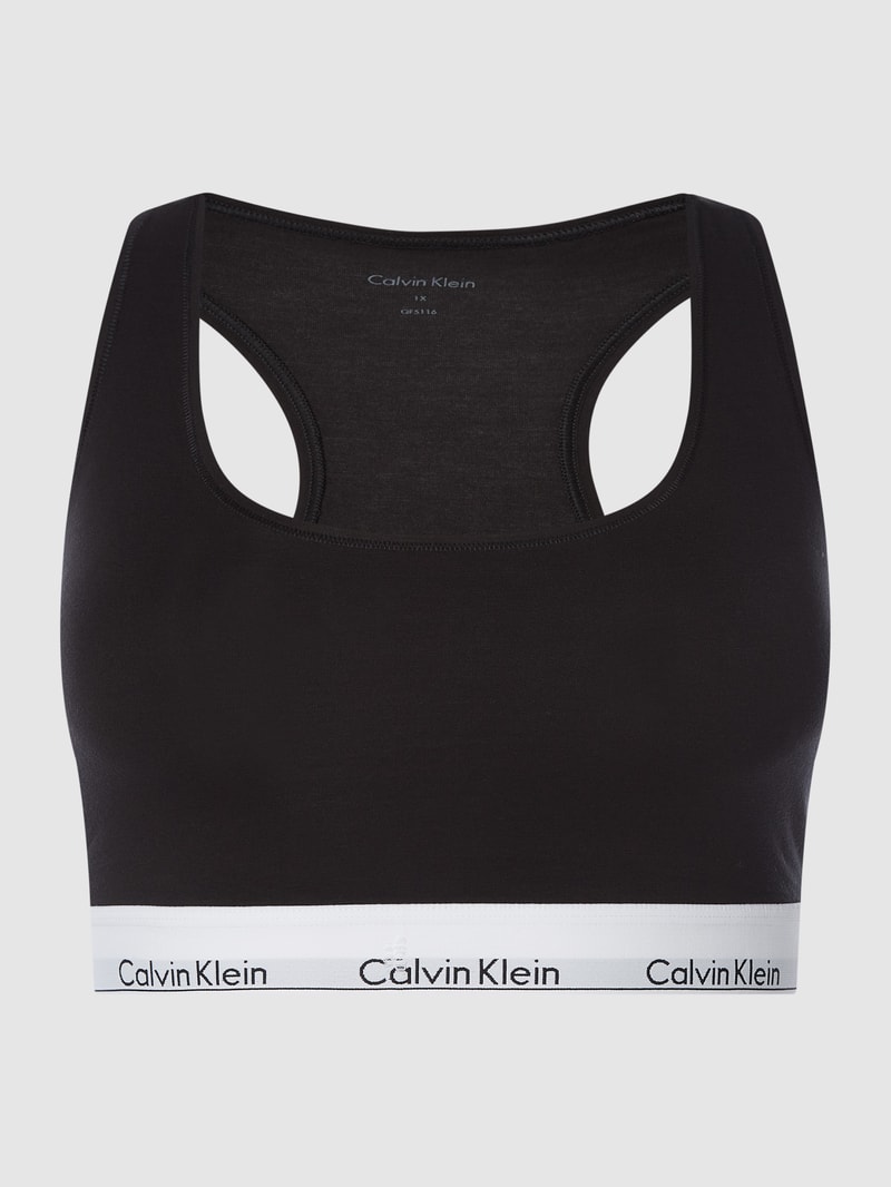 Bralette mit elastischem Logo-Bund in schwarz