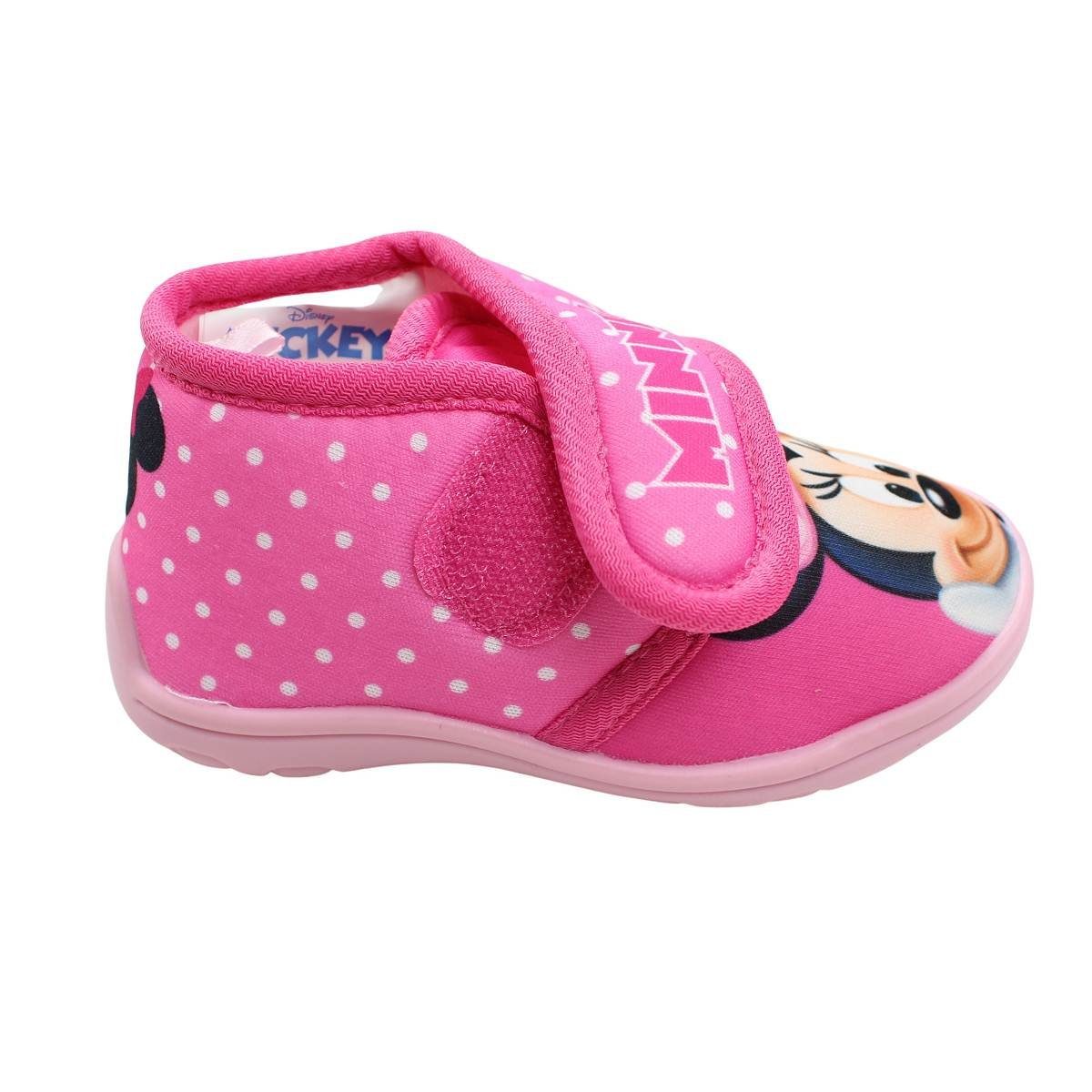 Minnie Maus Kinder Hausschuhe Kitaschuhe mit Klett Klettschuh Gr. 22 bis 27