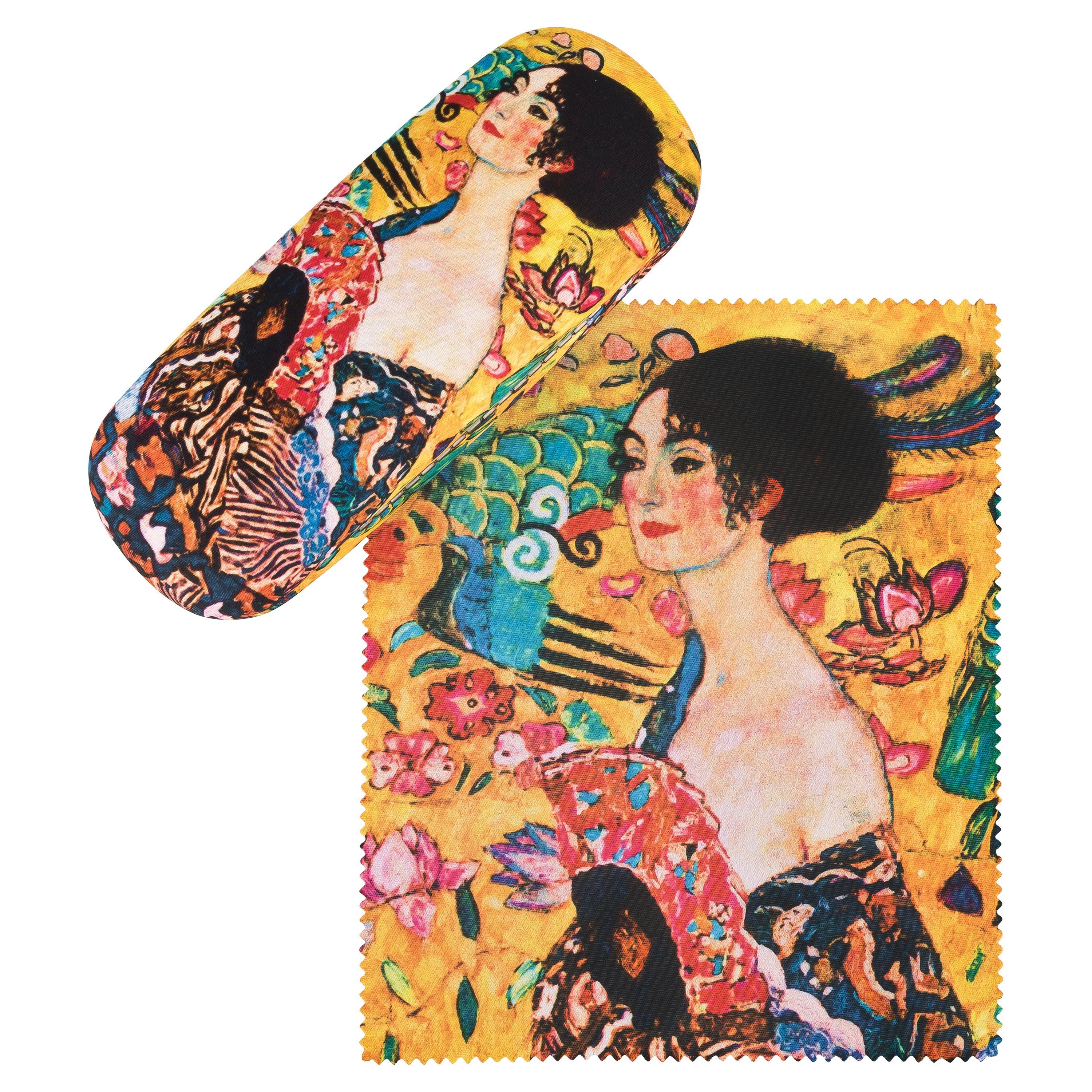 von Lilienfeld Brillenetui Brillenetui Gustav Klimt Dame mit Fächer Kunst Brillenbox, stabiles mit Mikrofaser bezogenes Hardcase