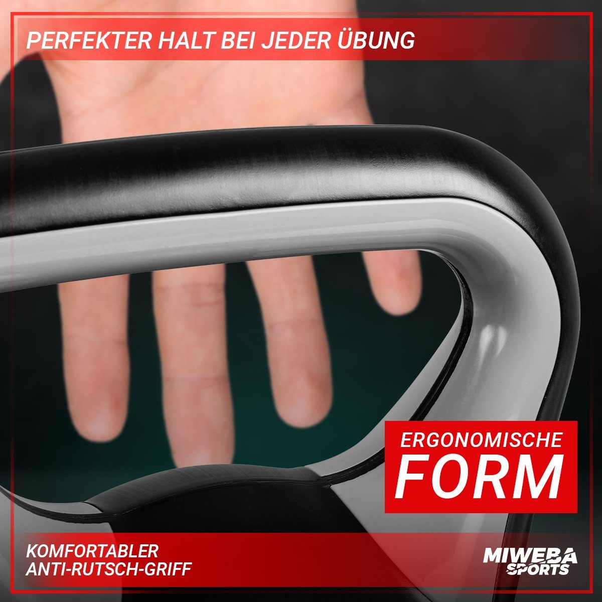 Miweba Sports Kettlebell Kettlebell KB200 - verschiedene Varianten, (Anti-Rutsch-Griff - Hartgummifüße - wasserabweisend - geräuscharm - hochwertige Sand-Zement-Mischung - Profi Fitness Schwunghantel Indoor & Outdoor Workout Ganzkörpertraining Kugelg