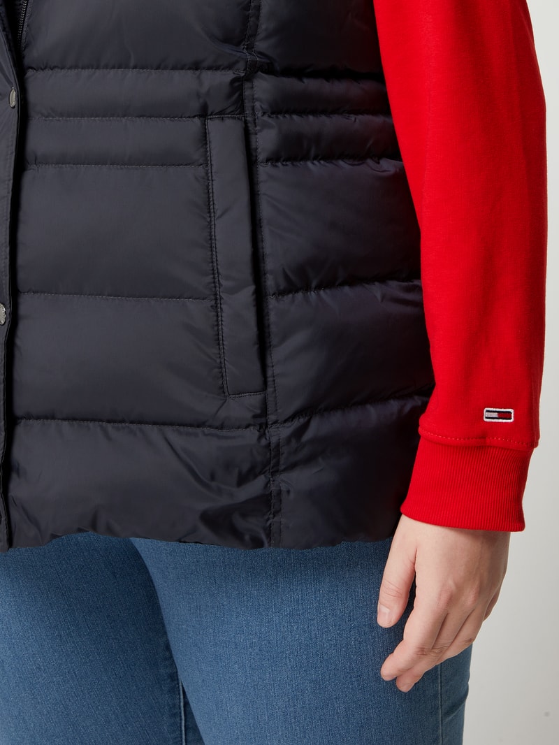 PLUS SIZE Daunenweste mit abnehmbarer Kapuze in marineblau