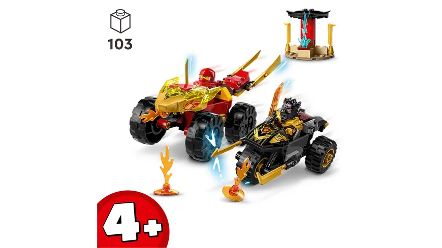 LEGO NINJAGO 71789 Verfolgungsjagd Set mit Kais Flitzer und Ras' Motorrad