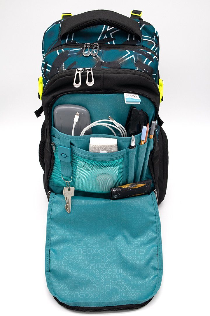 neoxx Schulrucksack Active, Flash yourself, aus recycelten PET-Flaschen
