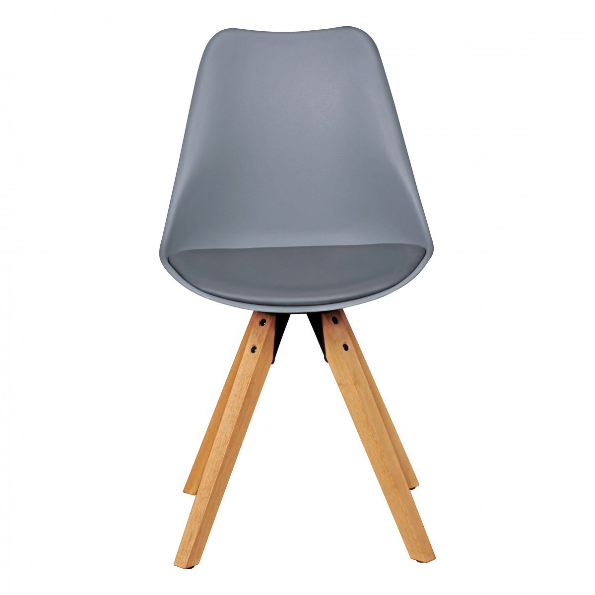 Wohnling 2er Set Retro Esszimmerstuhl grau | Polsterstuhl Skandinavisch Rückenlehne | Küchenstuhl Kunstleder gepolstert
