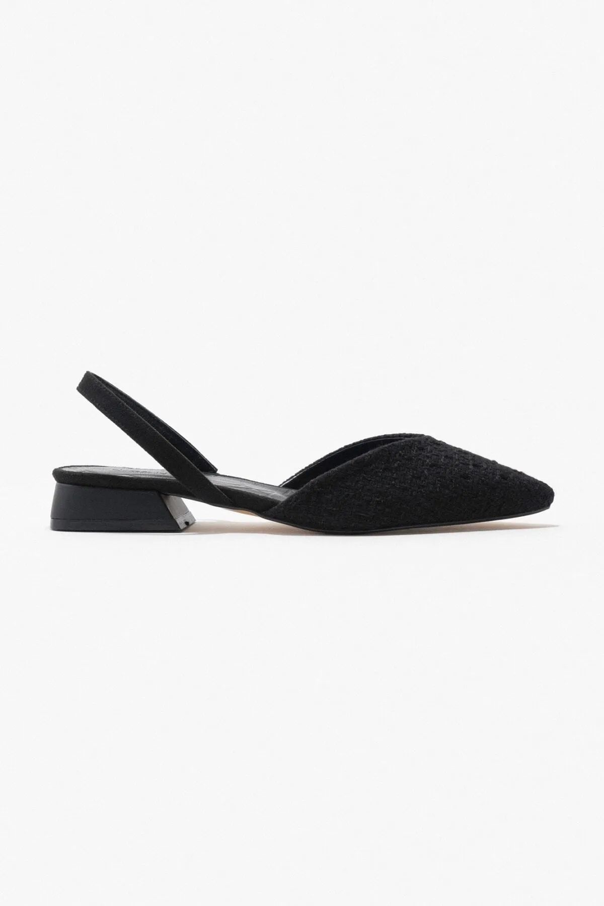 NİŞANTAŞI SHOES  Lorenzo Schwarzer Kelim-Ballerina für Damen mit spitzer Zehenpartie und elastischem Rücken