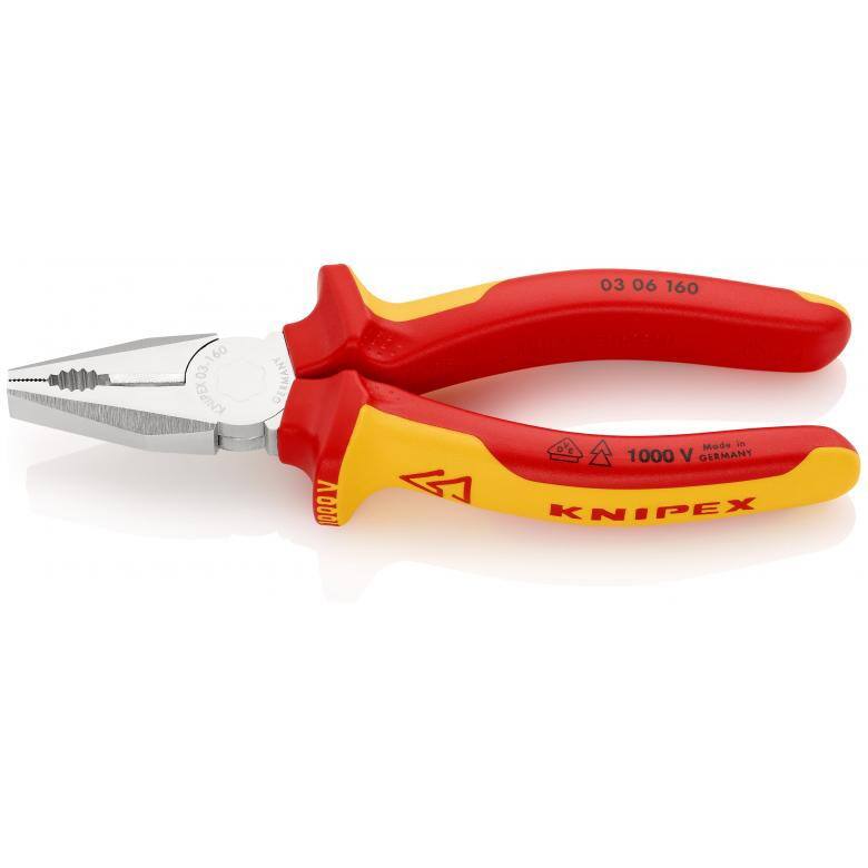 Knipex Kombinationszange 03 06 160 Werkzeugstahl 160 mm Silber, Rot, Gelb