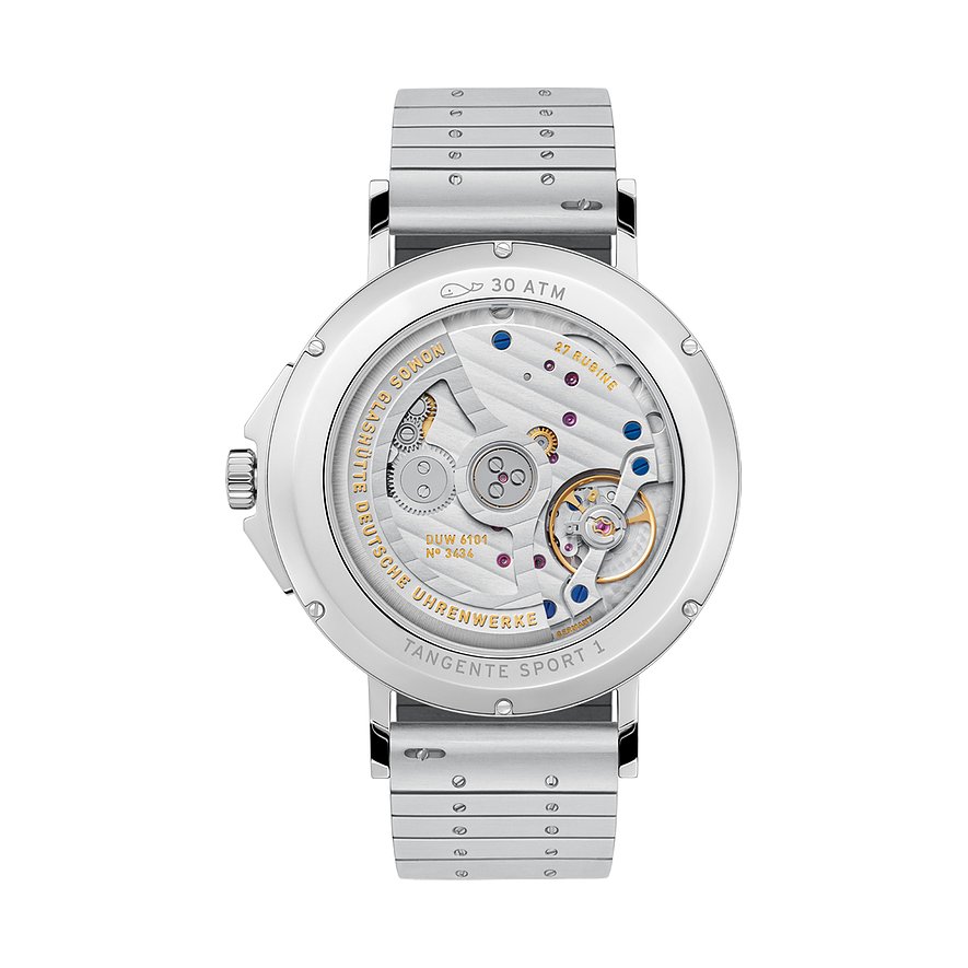 Nomos Glashütte Herrenuhr Tangente Sport neomatik 42 Datum blauschwarz