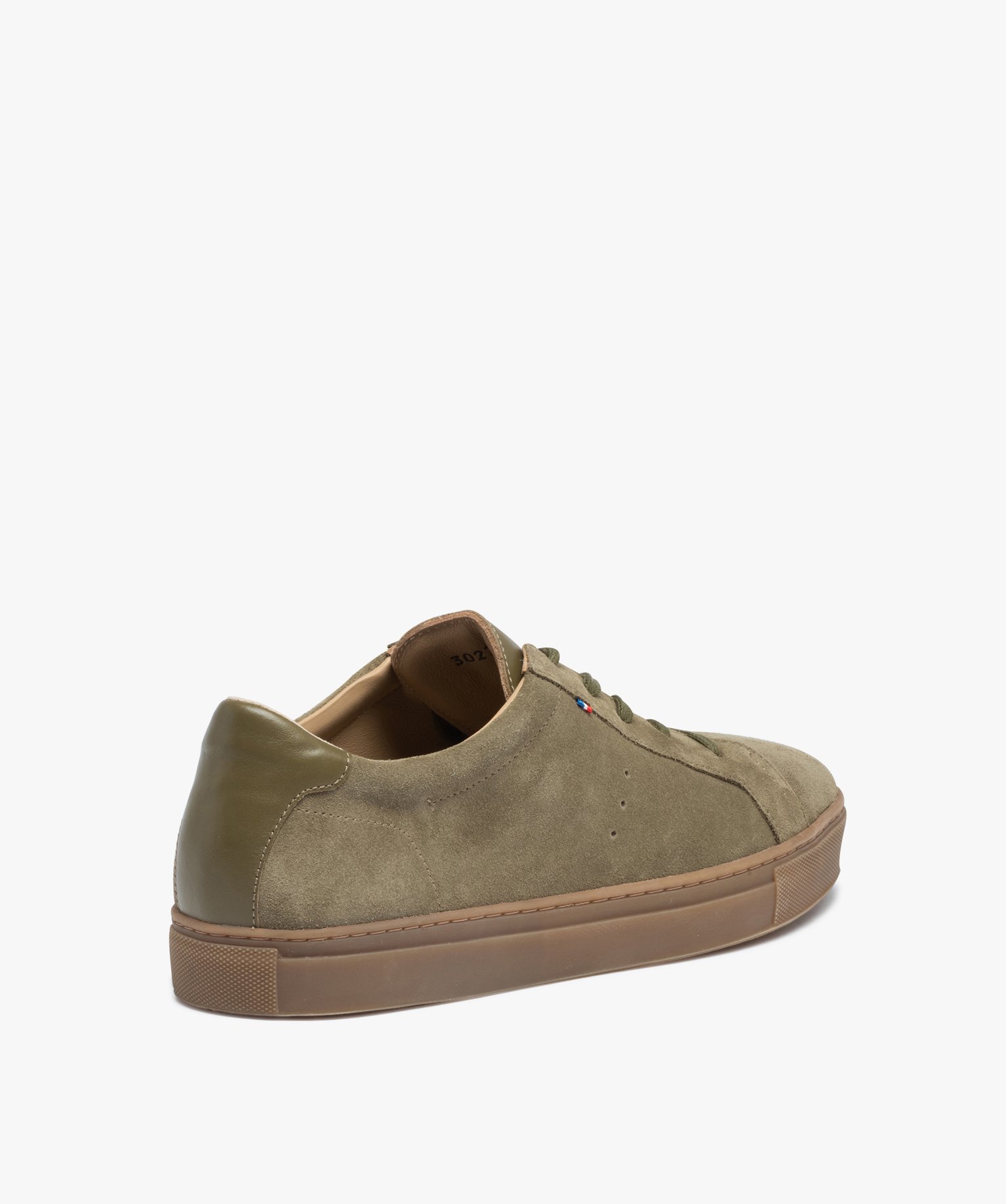 Baskets homme unies dessus et intérieur cuir – Tanéo kaki | GEMO