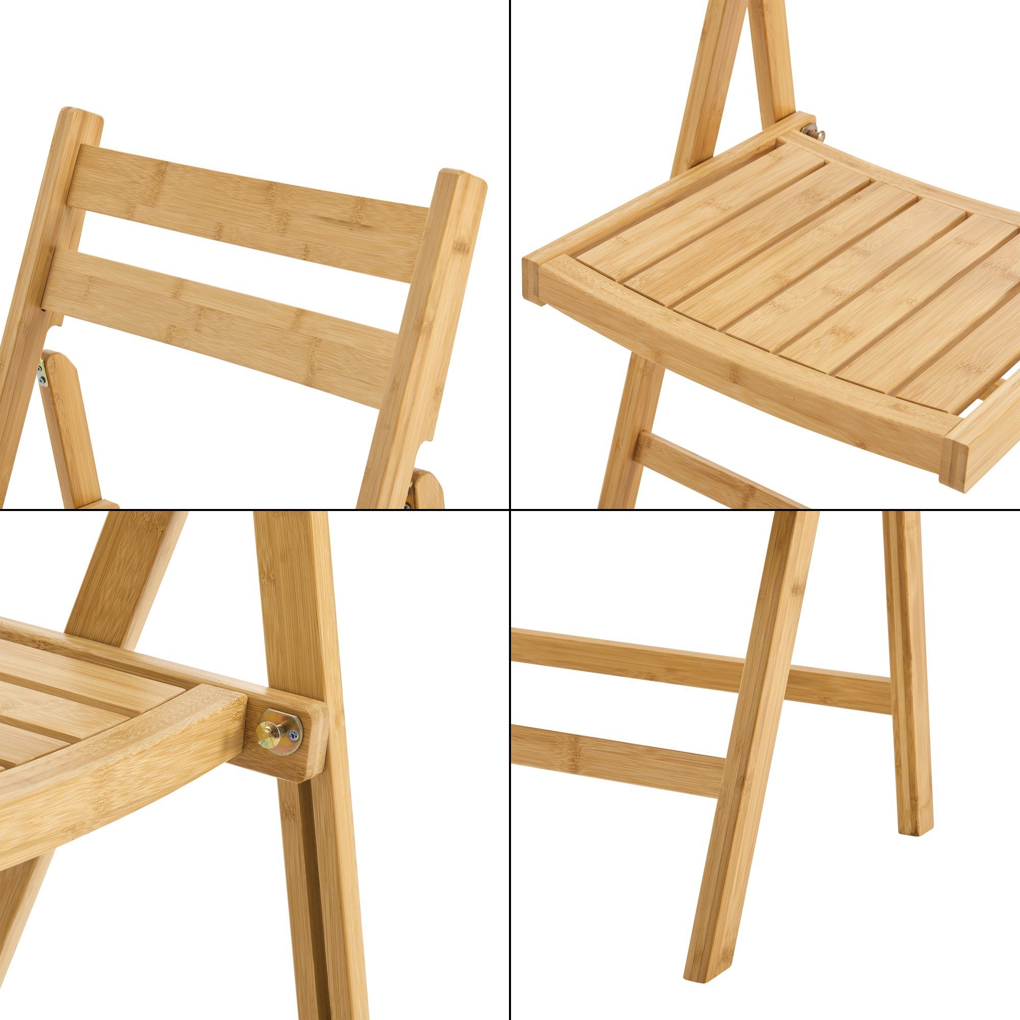 en.casa Klappstuhl (2 St), Gran Esszimmerstuhl aus Bambus 78x44cm