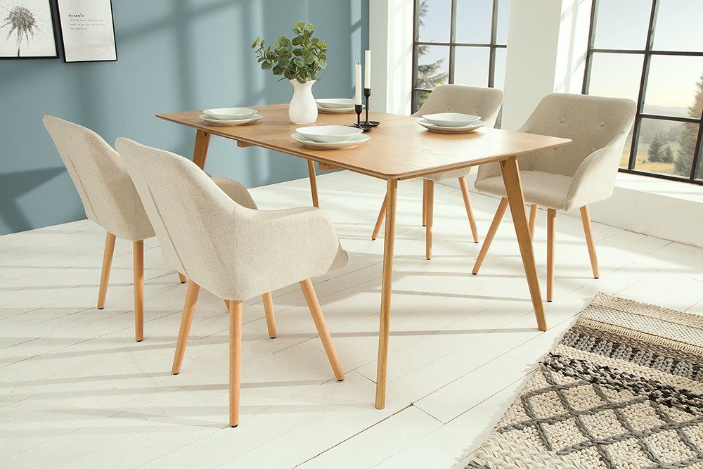 riess-ambiente Polsterstuhl SCANDINAVIA MEISTERSTÜCK beige / natur (Einzelartikel, 1 St), Esszimmer · Webstoff · Massivholz · mit Armlehne · Retro Design