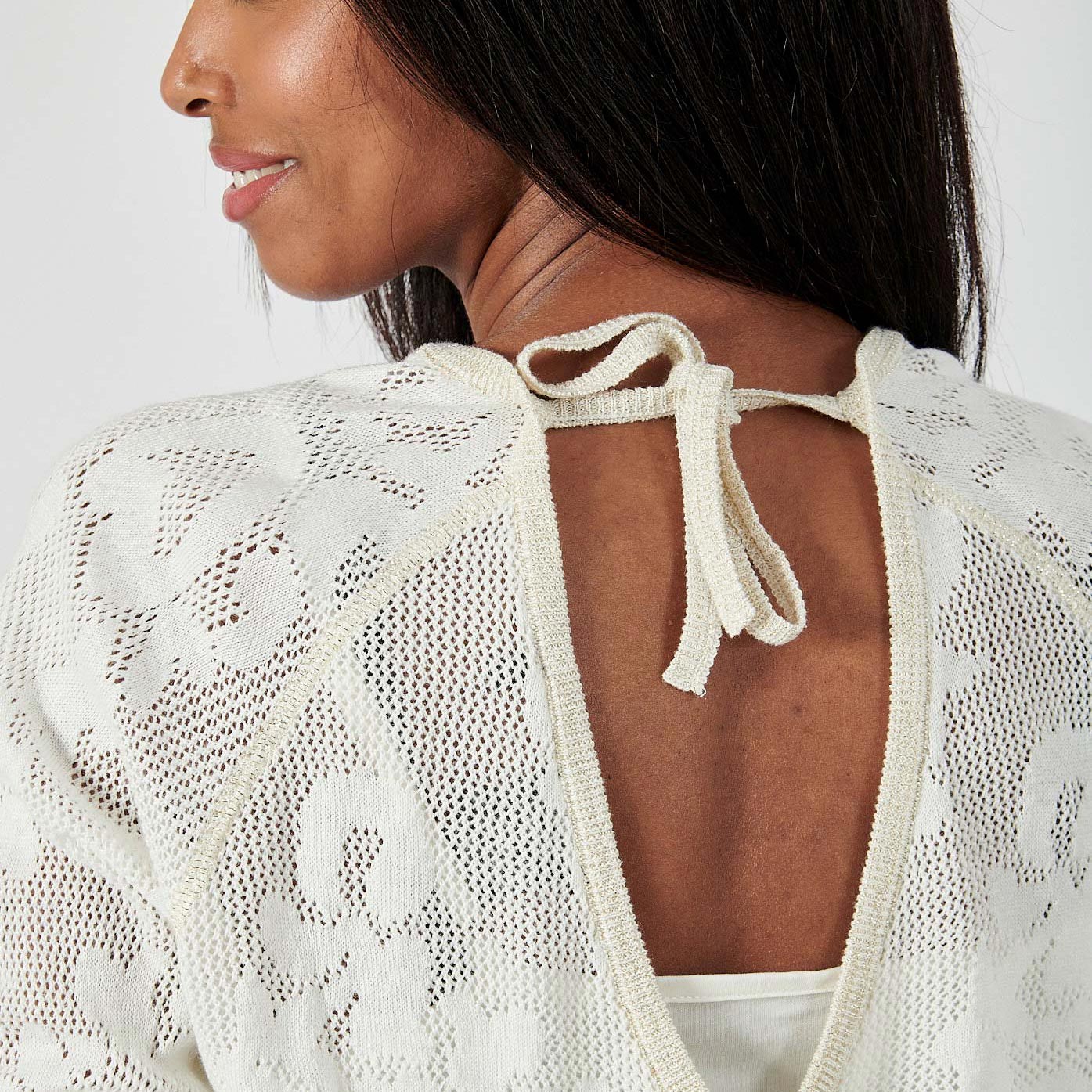 JENTI  T-shirt blanc ajouré femme