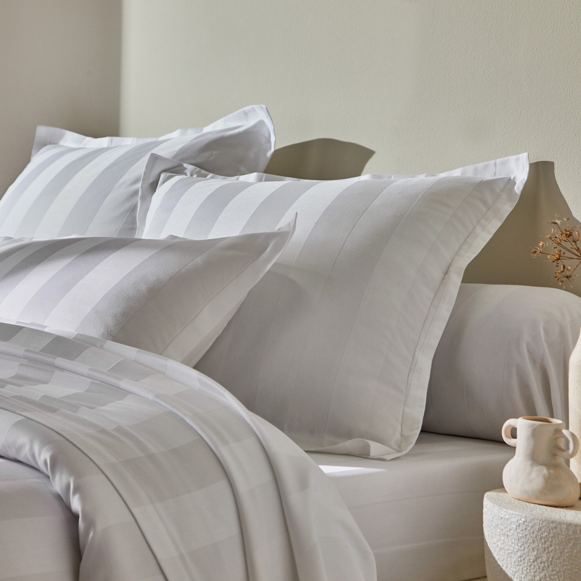 Linge de lit satin rayé