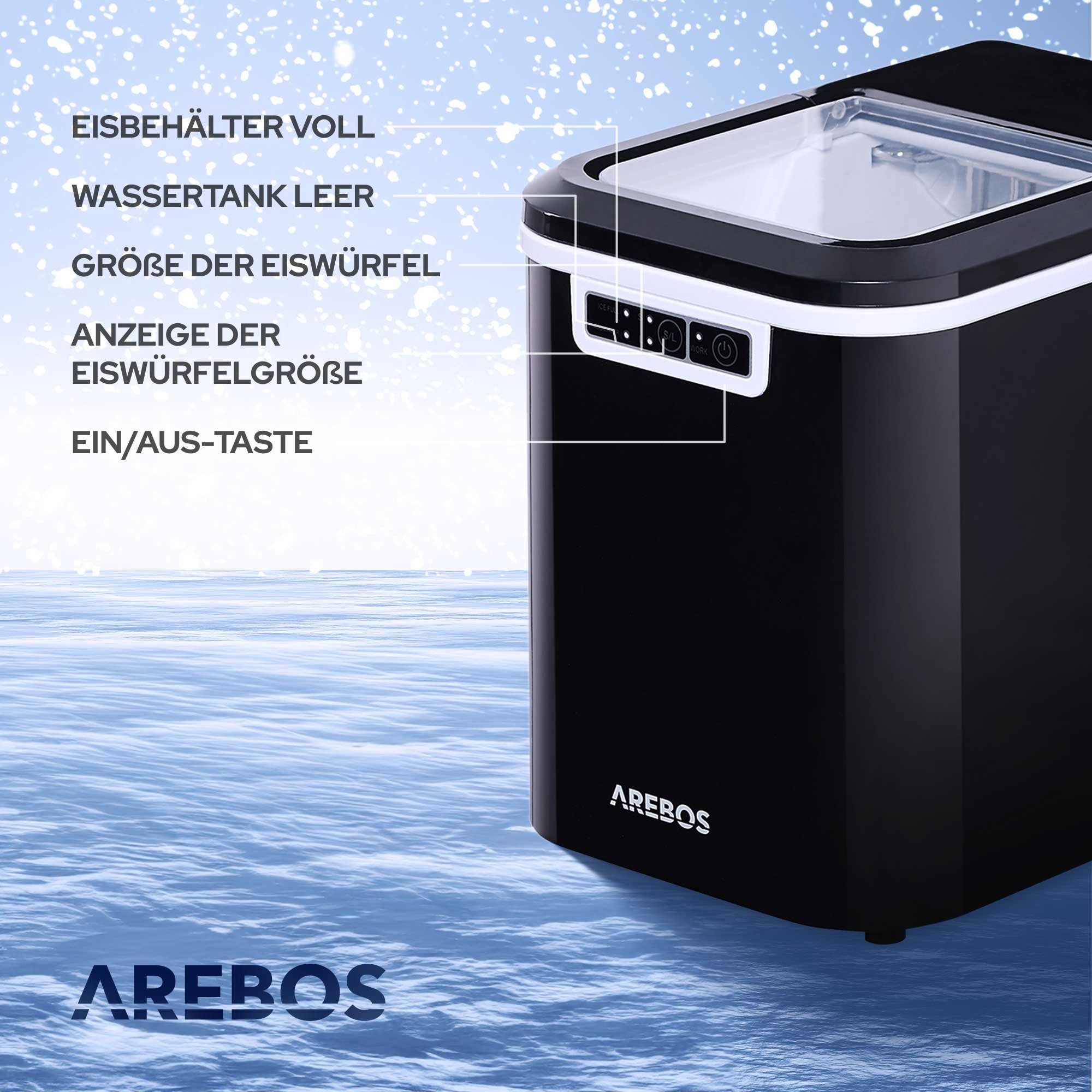 Arebos Eiswürfelmaschine Ice Cube Maker, 12 kg / 24 h, 10-15 Minuten Produktionszeit