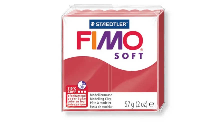 STAEDTLER FIMO - 8020-26 soft Ofenhärtende Modelliermasse kirschrot 57 g
