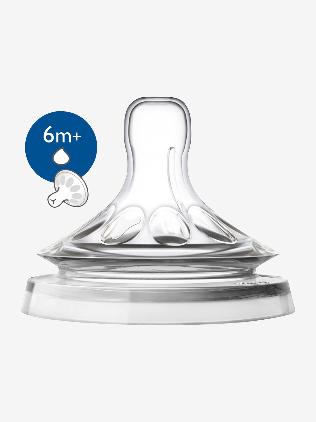 Lot de 2 tétines Philips AVENT Natural à débit rapide, dès 6 mois transparent