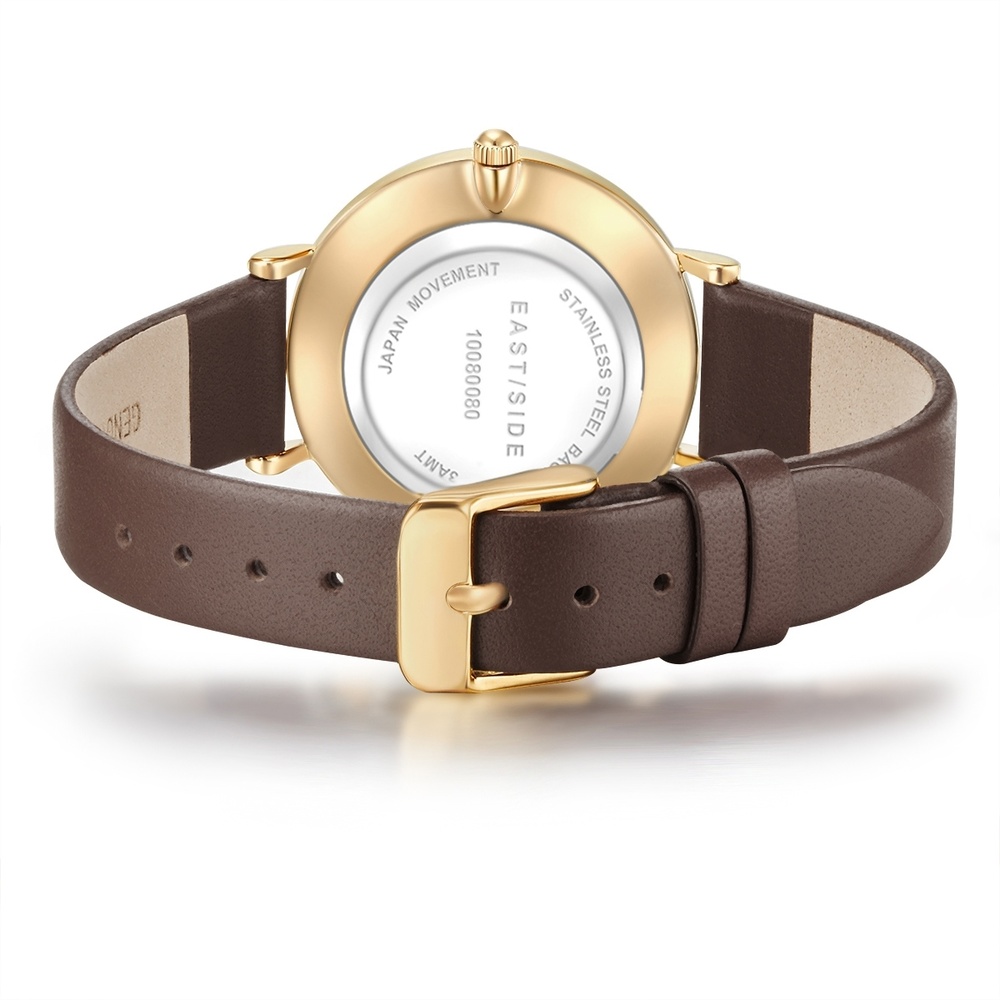 EASTSIDE Montre à quartz Pranera en Or jaune Cuir véritable en Marron Montre