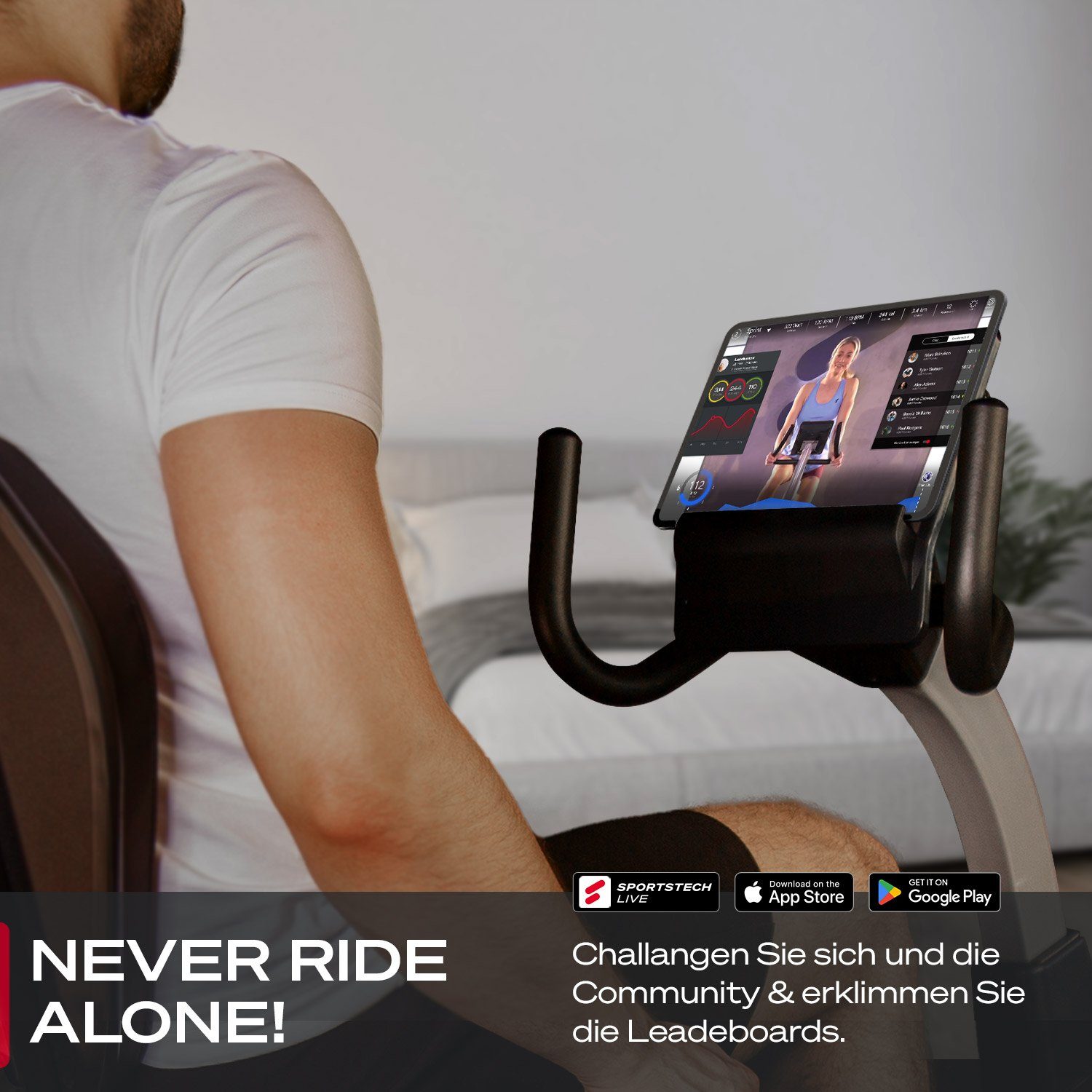 Sportstech Ergometer ES600, Liegeergometer Heimtrainer mit Rückenlehne
