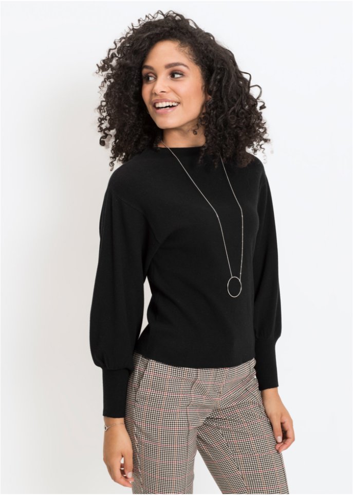 Strickpullover mit Ballonärmeln