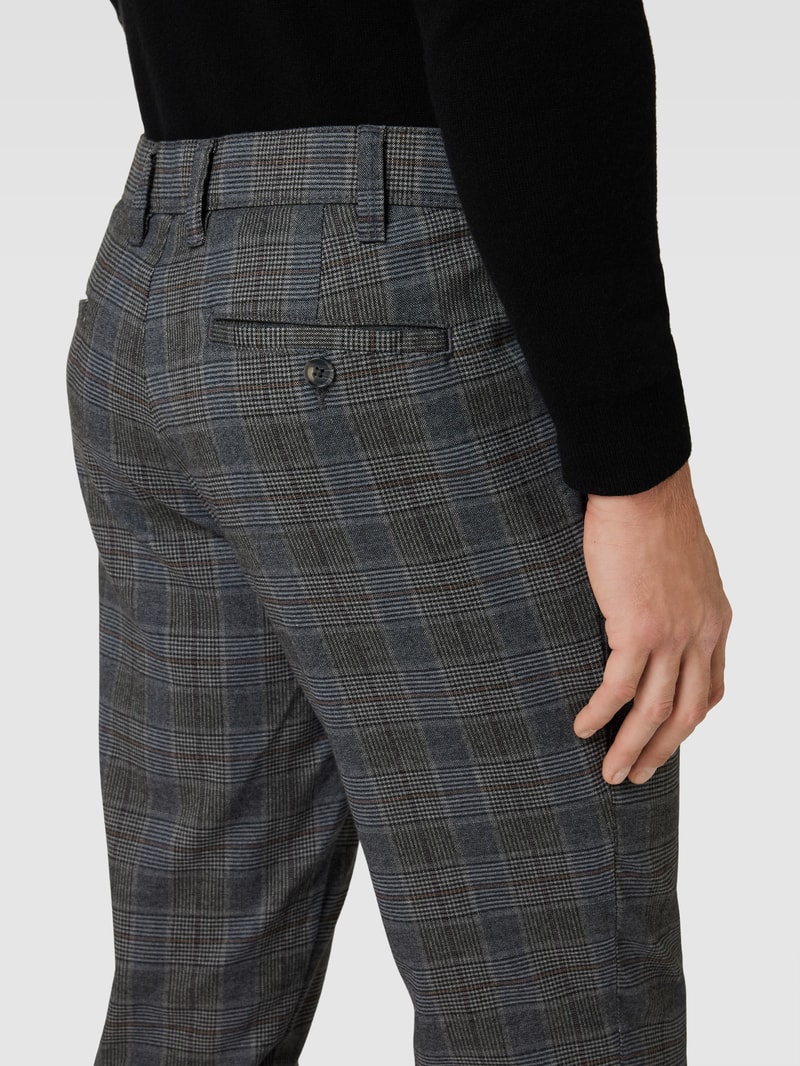 Stoffhose mit Tartan-Karo in dunkelgrau