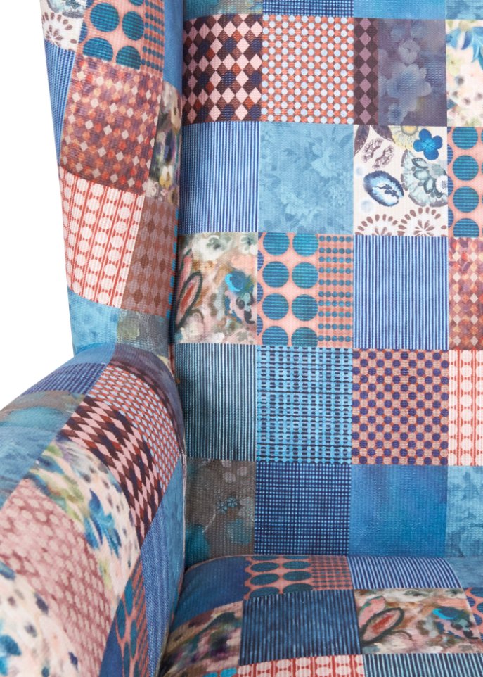 Ohren Sessel mit Patchwork Druck