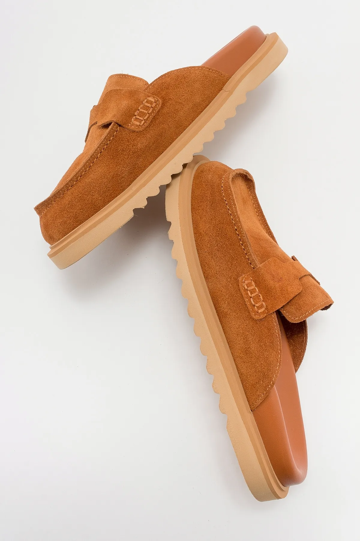 LuviShoes  LAVEN Damen-Hausschuhe aus braunem Wildleder aus echtem Leder