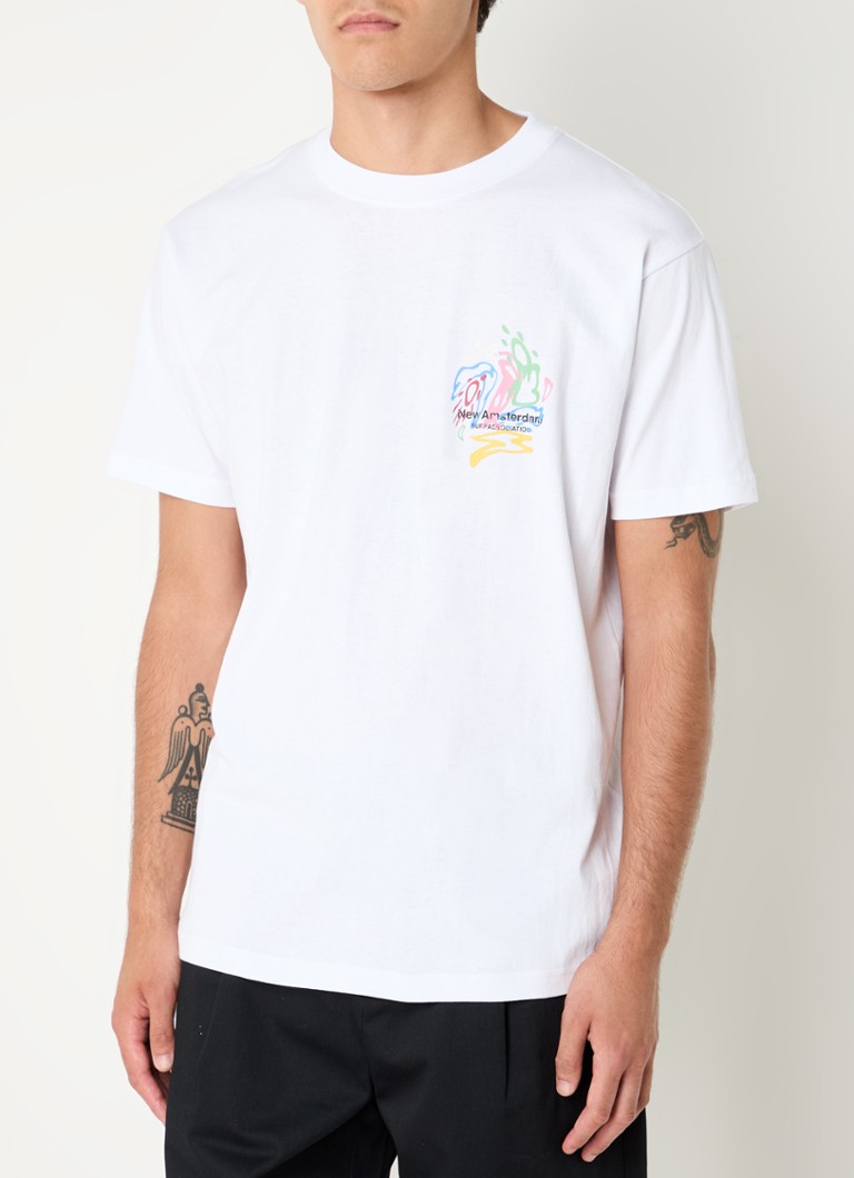 Ny Amsterdam Surf Association T-skjorte med logo og trykk på ryggen