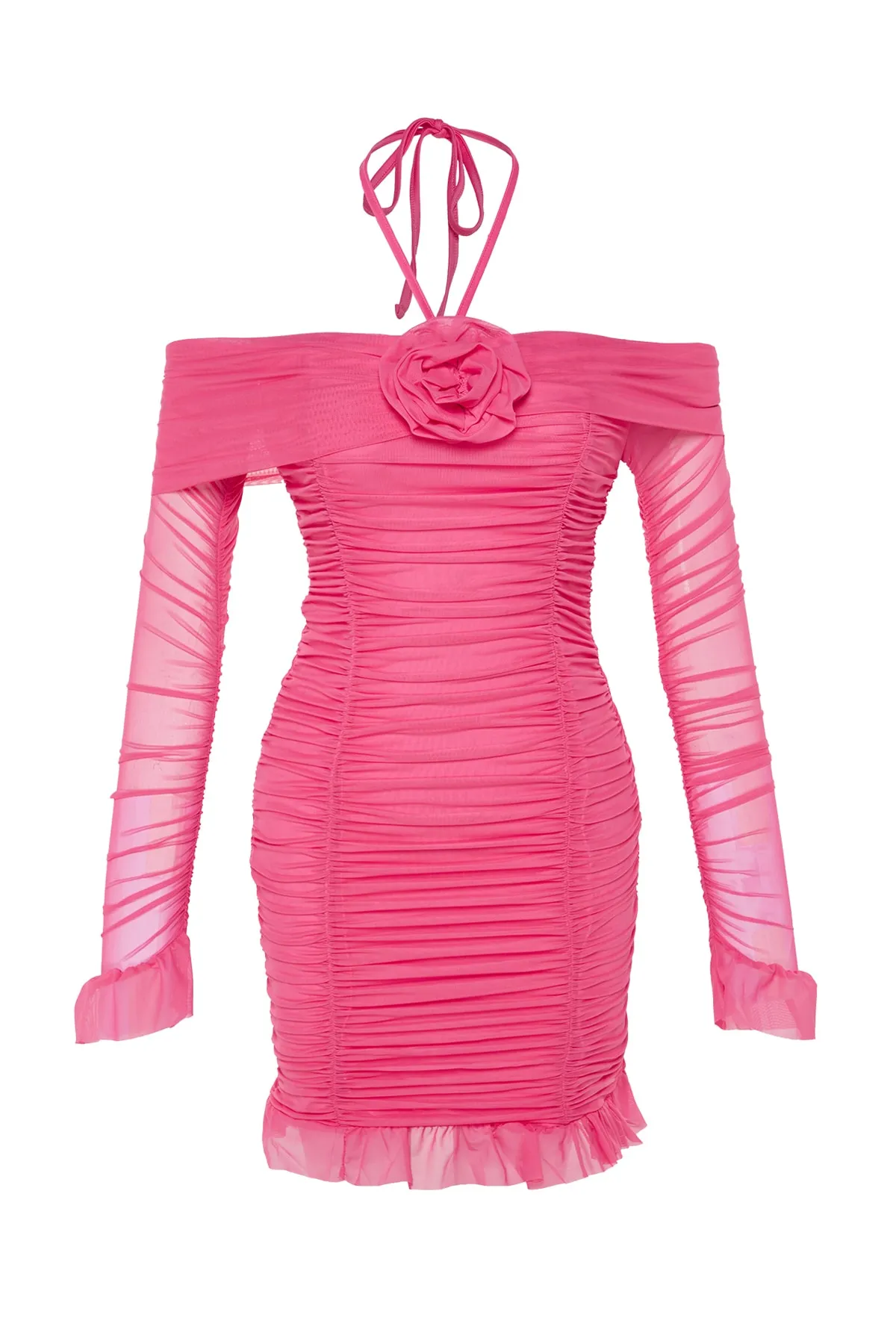 Trendyol Collection  Rosa, figurbetontes, gefüttertes, elegantes Abendkleid aus Tüll TPRSS23EL00309