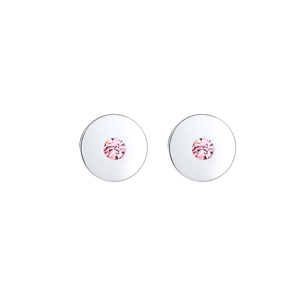 Elli Elli Boucles d'Oreilles Cercle d'enfants rose avec cristaux en argent 925 Boucles d'oreilles