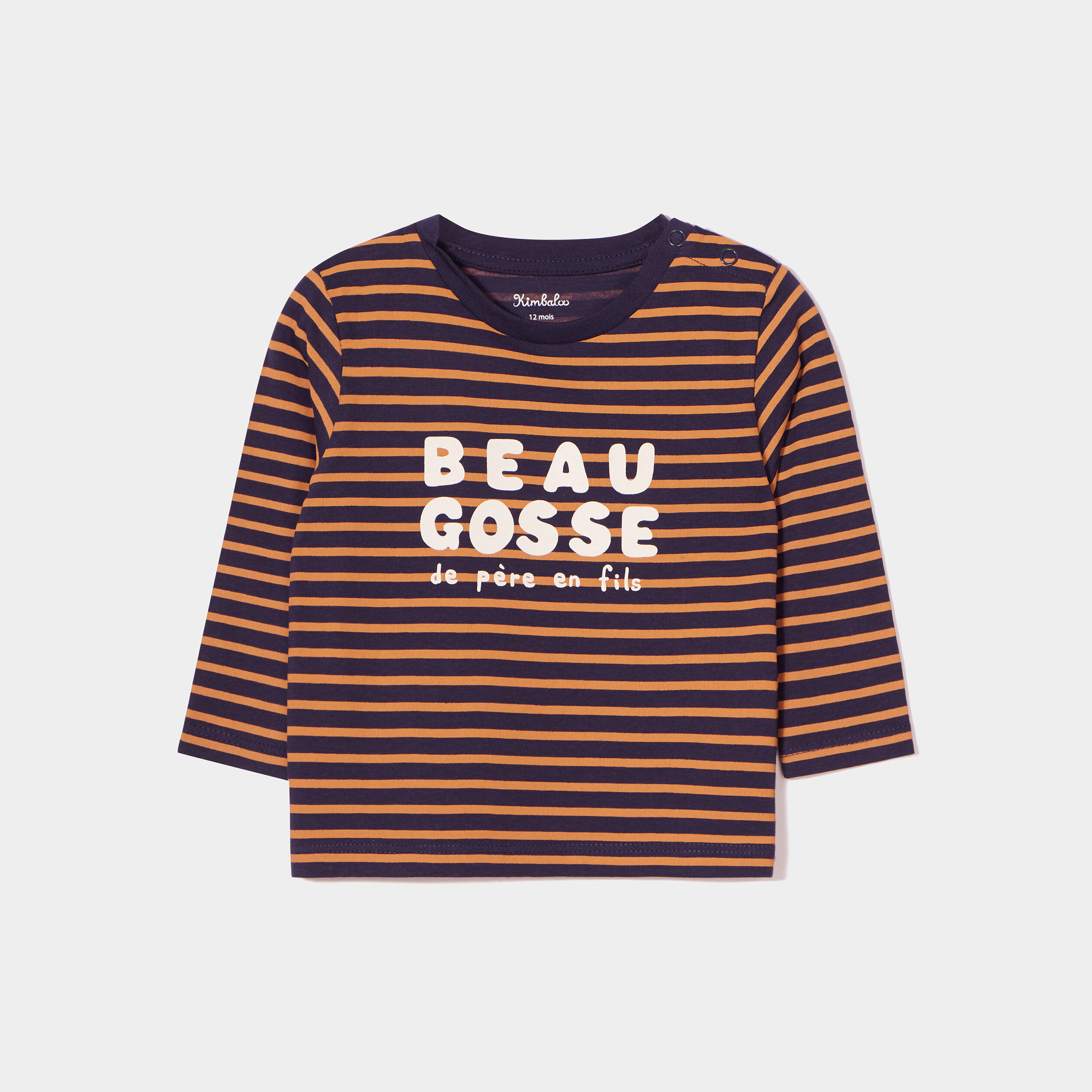 T-shirt épaule boutonnée manches longues bleu marine bébé garçon | La Halle