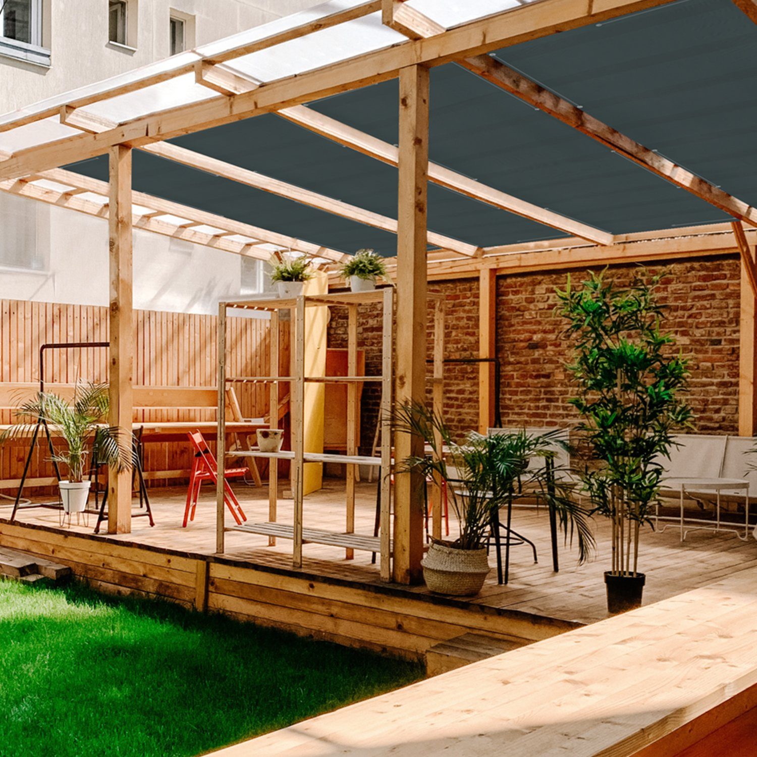 Sekey Balkonsichtschutz Sichtschutz Balkon ohne Bohren Balkonverkleidungen aus Oxford-Gewebe mit Ösen, Nylon Kabelbinder und Kordel